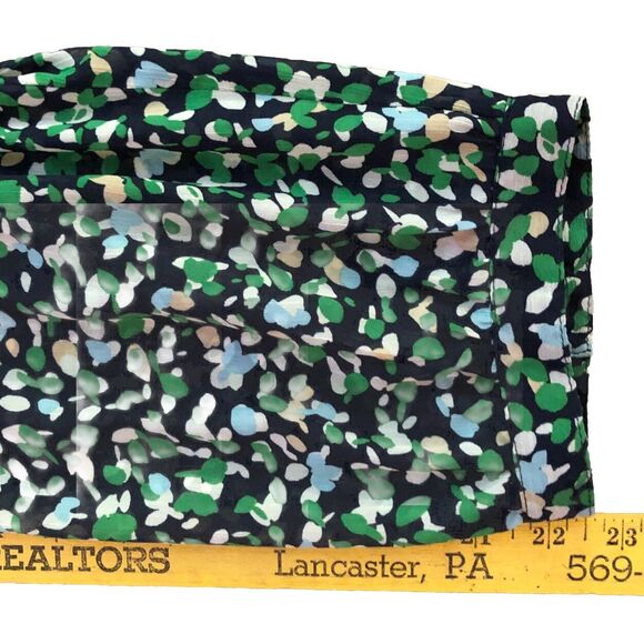 Chicos Abstract Dot Print Blouse Size 3 Womens XL Navy Kelly Semi Sheer Tunic - Picture 15 of 16